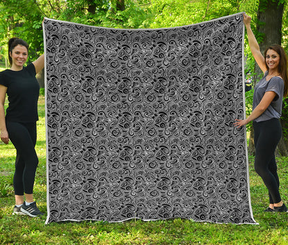 Black And White Octopus Tentacles Print Quilt
