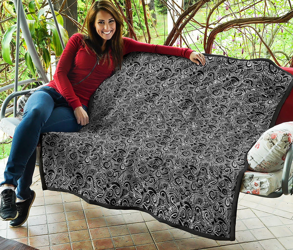 Black And White Octopus Tentacles Print Quilt
