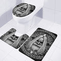 Black And White Odin With Crows Print 3 Piece Bath Mat Set