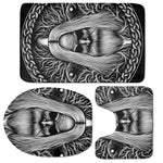 Black And White Odin With Crows Print 3 Piece Bath Mat Set