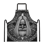 Black And White Odin With Crows Print Apron