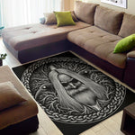 Black And White Odin With Crows Print Area Rug