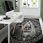 Black And White Odin With Crows Print Area Rug