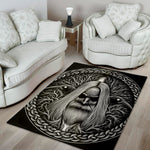 Black And White Odin With Crows Print Area Rug