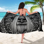 Black And White Odin With Crows Print Beach Sarong Wrap