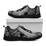 Black And White Odin With Crows Print Black Sneakers