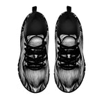 Black And White Odin With Crows Print Black Sneakers