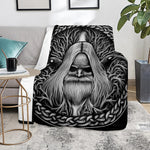 Black And White Odin With Crows Print Blanket