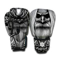 Black And White Odin With Crows Print Boxing Gloves