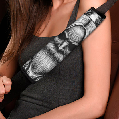 Black And White Odin With Crows Print Car Seat Belt Covers
