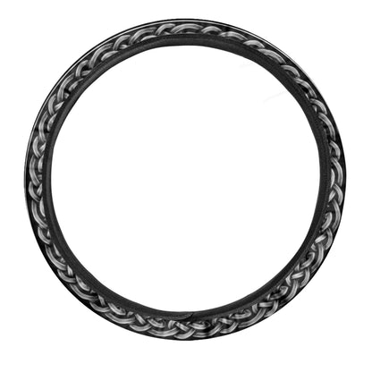Black And White Odin With Crows Print Car Steering Wheel Cover
