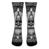 Black And White Odin With Crows Print Crew Socks