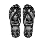 Black And White Odin With Crows Print Flip Flops