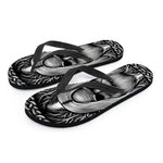 Black And White Odin With Crows Print Flip Flops