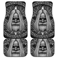 Black And White Odin With Crows Print Front and Back Car Floor Mats