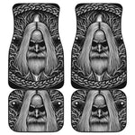 Black And White Odin With Crows Print Front and Back Car Floor Mats