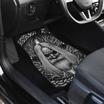 Black And White Odin With Crows Print Front and Back Car Floor Mats