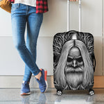 Black And White Odin With Crows Print Luggage Cover