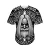 Black And White Odin With Crows Print Men's Baseball Jersey