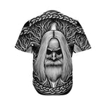 Black And White Odin With Crows Print Men's Baseball Jersey