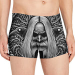 Black And White Odin With Crows Print Men's Boxer Briefs
