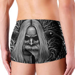 Black And White Odin With Crows Print Men's Boxer Briefs