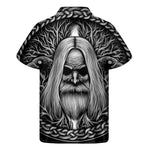Black And White Odin With Crows Print Men's Short Sleeve Shirt