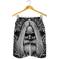 Black And White Odin With Crows Print Men's Shorts