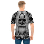 Black And White Odin With Crows Print Men's T-Shirt