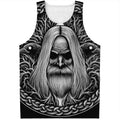 Black And White Odin With Crows Print Men's Tank Top