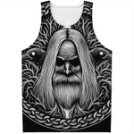 Black And White Odin With Crows Print Men's Tank Top