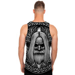 Black And White Odin With Crows Print Men's Tank Top