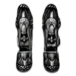 Black And White Odin With Crows Print Muay Thai Shin Guard