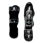 Black And White Odin With Crows Print Muay Thai Shin Guard