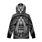 Black And White Odin With Crows Print Pullover Hoodie
