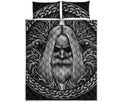 Black And White Odin With Crows Print Quilt Bed Set