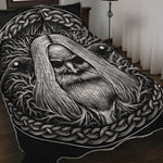 Black And White Odin With Crows Print Quilt Bed Set
