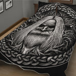 Black And White Odin With Crows Print Quilt Bed Set