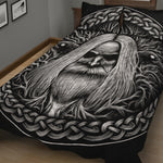 Black And White Odin With Crows Print Quilt Bed Set