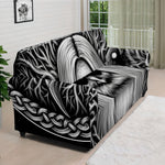 Black And White Odin With Crows Print Sofa Cover