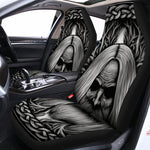 Black And White Odin With Crows Print Universal Fit Car Seat Covers