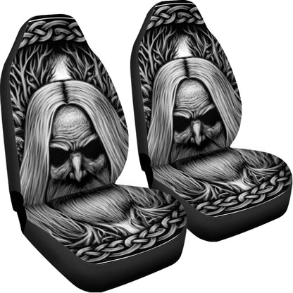 Black And White Odin With Crows Print Universal Fit Car Seat Covers