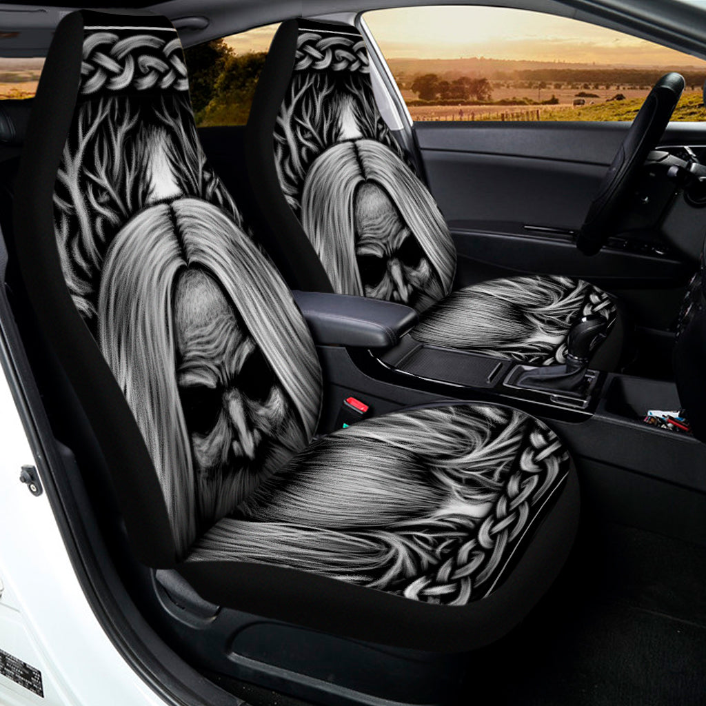 Black And White Odin With Crows Print Universal Fit Car Seat Covers