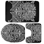 Black And White Odin With Wolfs Print 3 Piece Bath Mat Set