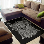Black And White Odin With Wolfs Print Area Rug