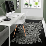 Black And White Odin With Wolfs Print Area Rug