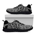 Black And White Odin With Wolfs Print Black Running Shoes