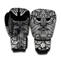 Black And White Odin With Wolfs Print Boxing Gloves