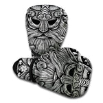 Black And White Odin With Wolfs Print Boxing Gloves
