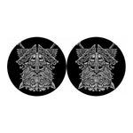 Black And White Odin With Wolfs Print Car Coasters